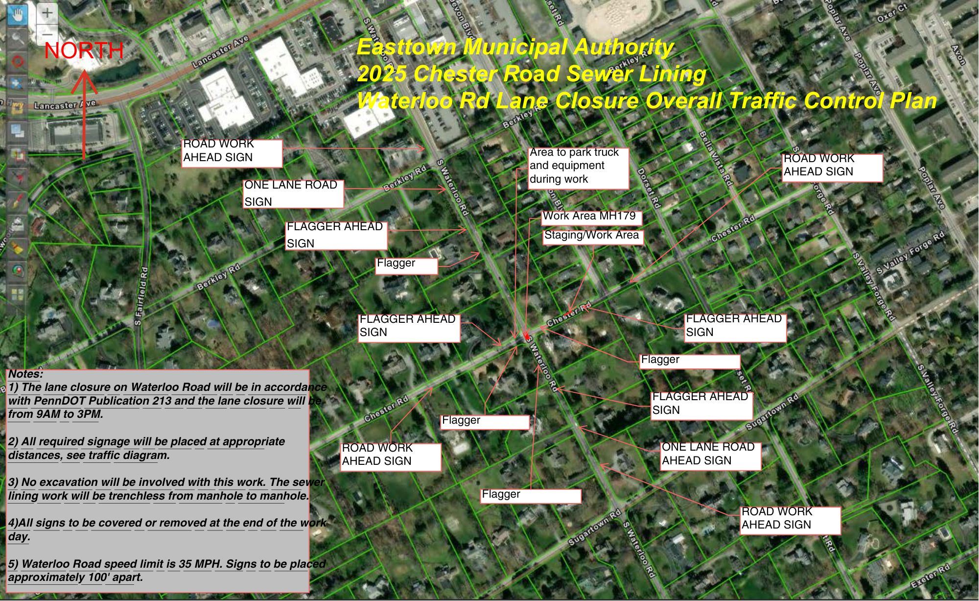 Waterloo Rd and Chester Rd Marked up Map Lining
